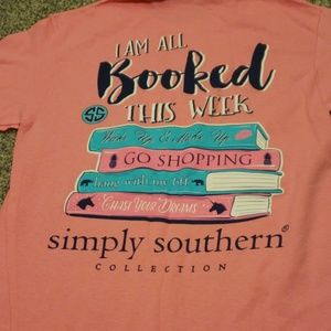 Simply southern preppy booked tee size small pink